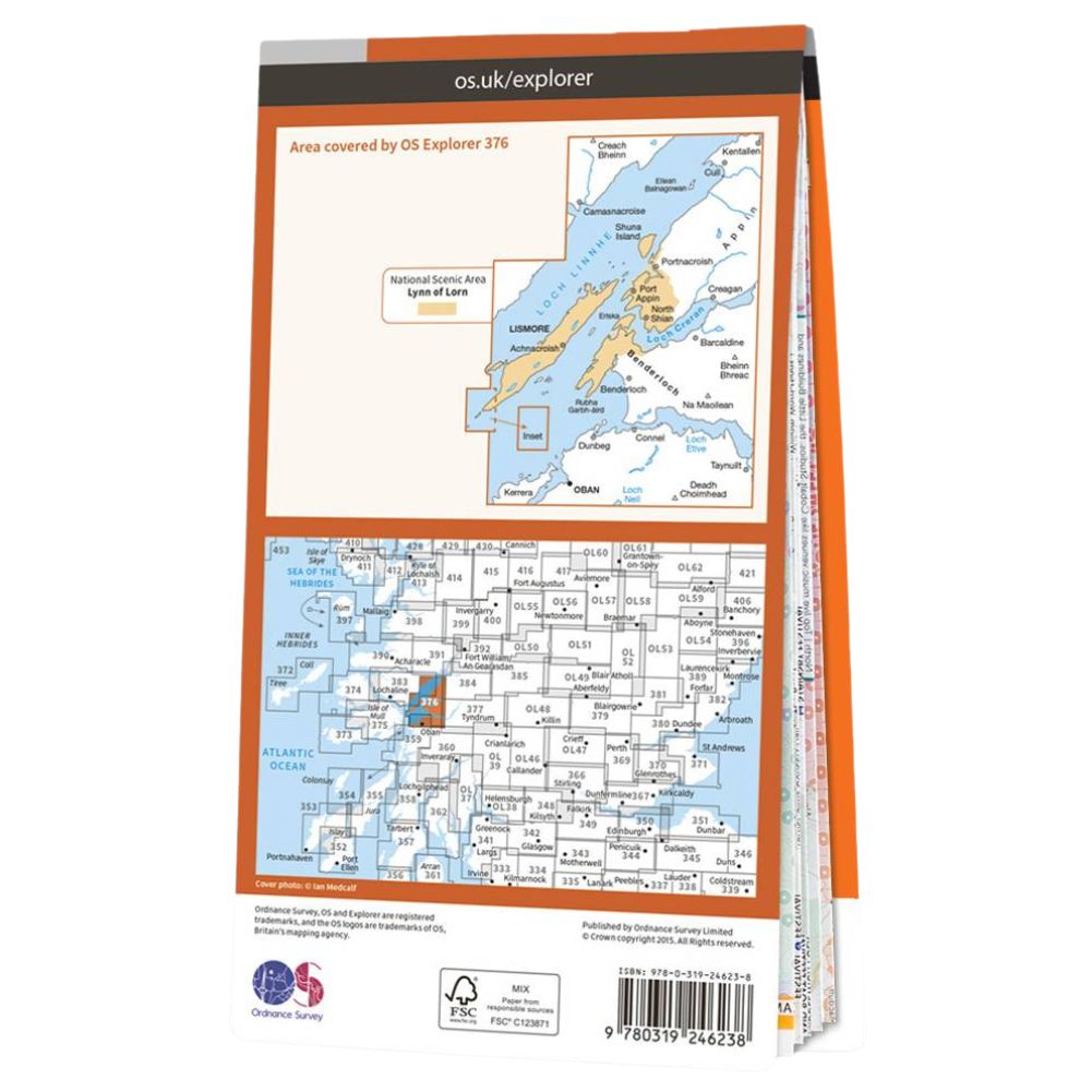 Ordnance Survey Explorer Map 376 Oban & North Lorn Back