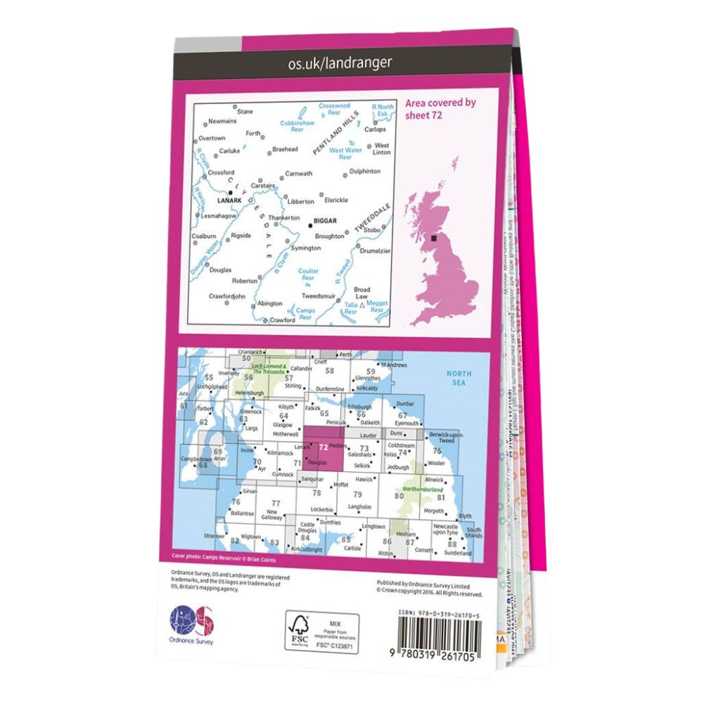 Ordnance Survey Landranger Map 72 Upper Clyde Valley Back