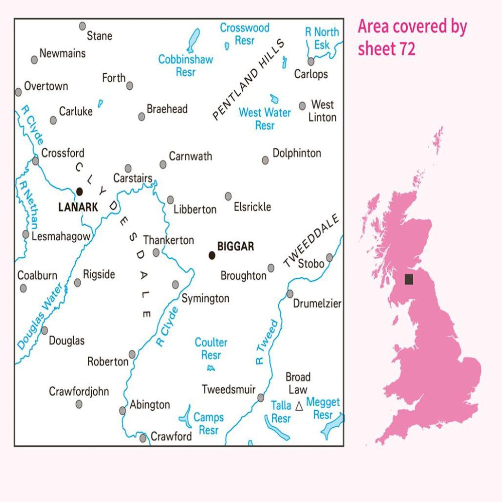 Ordnance Survey Landranger Map 72 Upper Clyde Valley Close