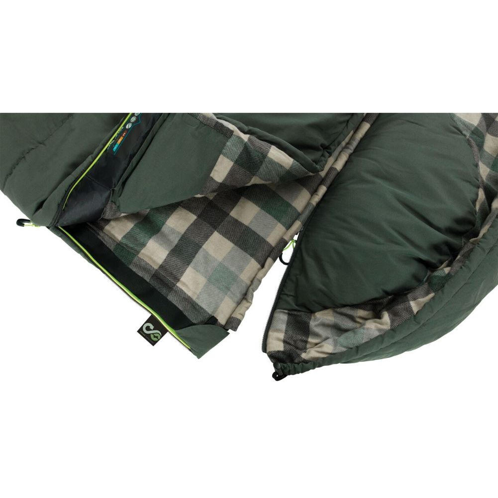 Outwell Camper Lux Double Sleeping Bag (Forest Green) zipper more