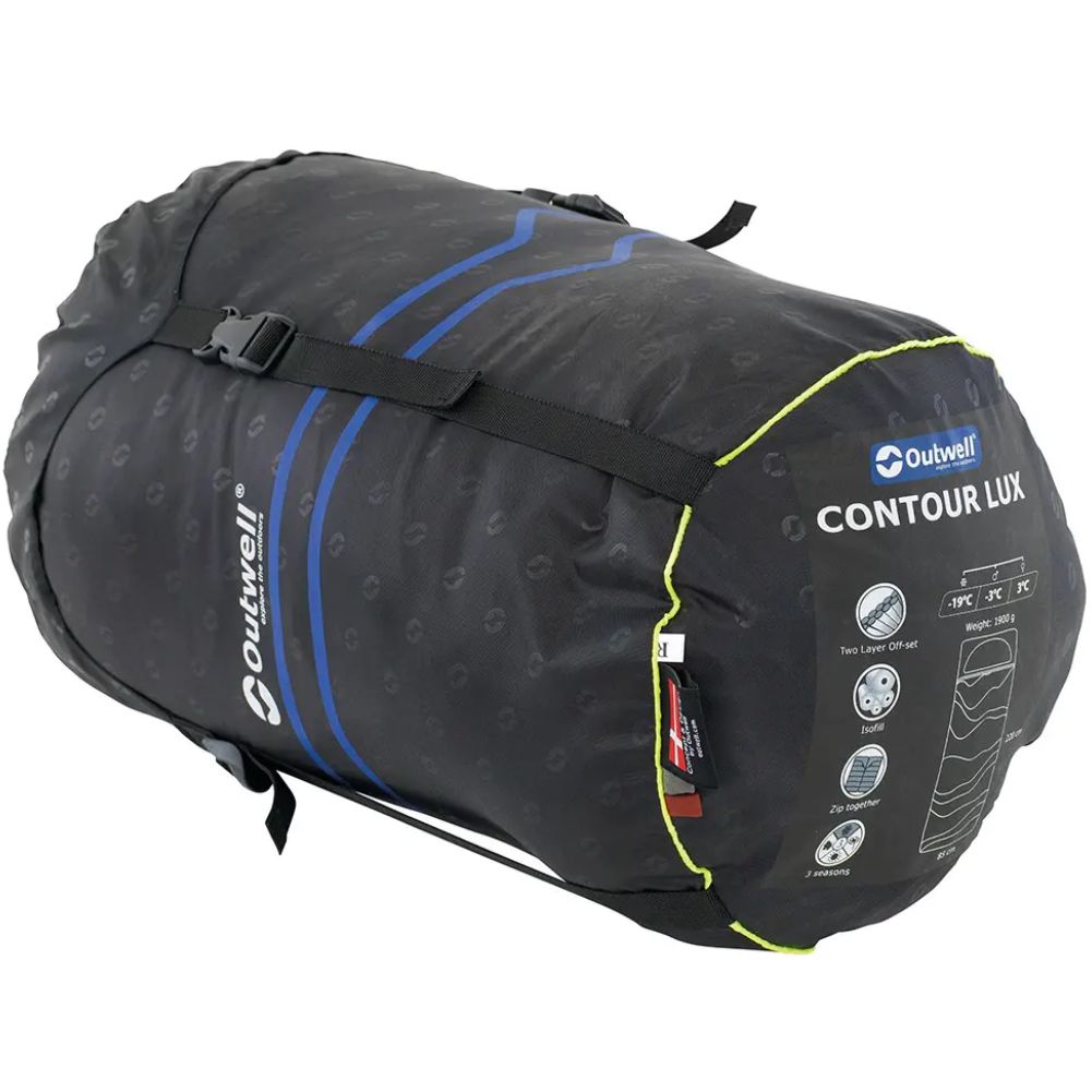 Outwell Contour Lux Reversible Sleeping Bag - Deep Blue bag