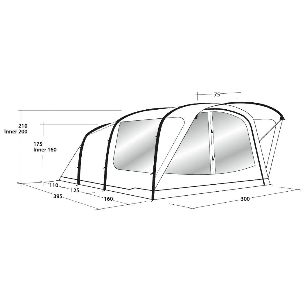 Outwell Lindale 5PA Air Tent (2022) outside measurements