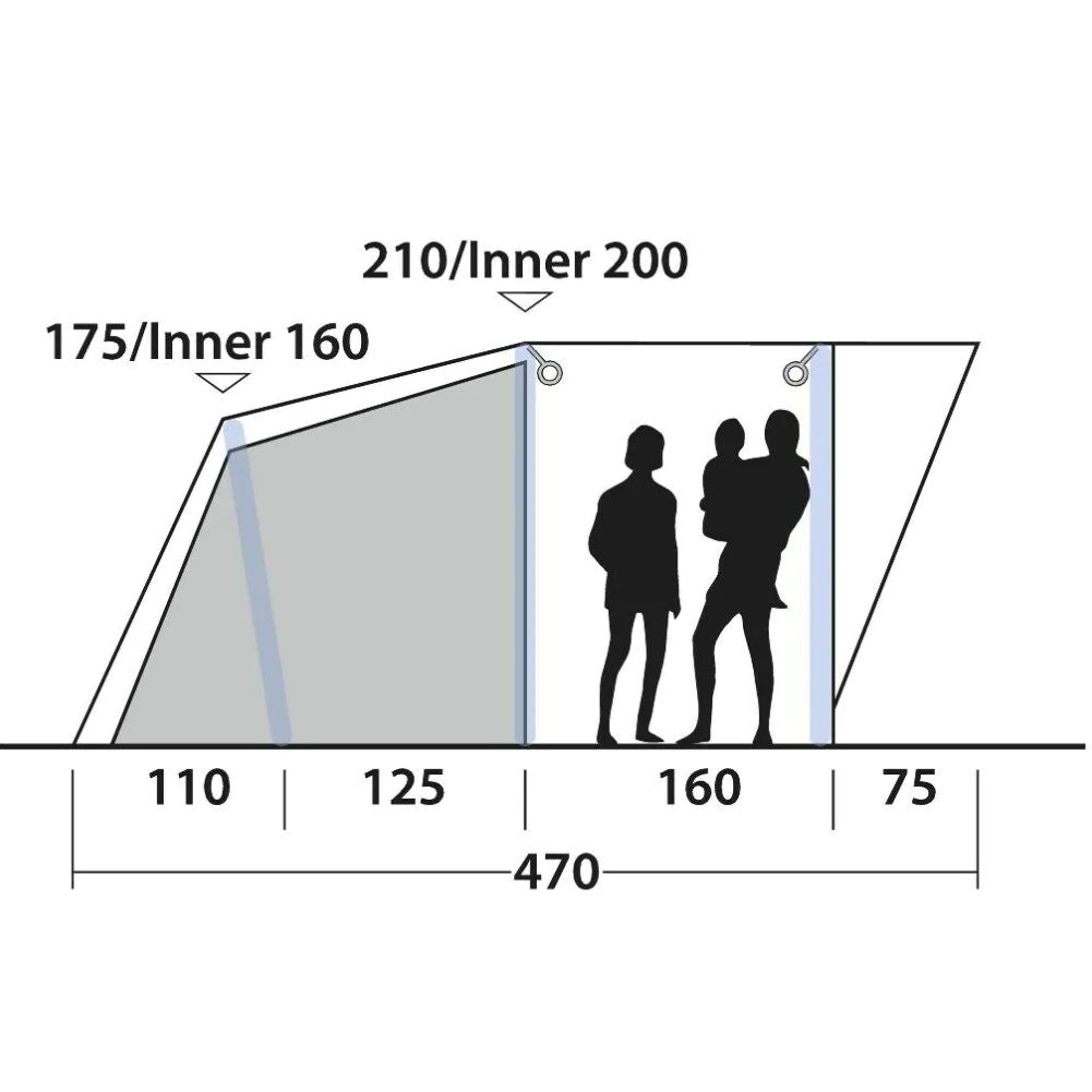 Outwell Lindale 5PA Air Tent (2022) family measurements