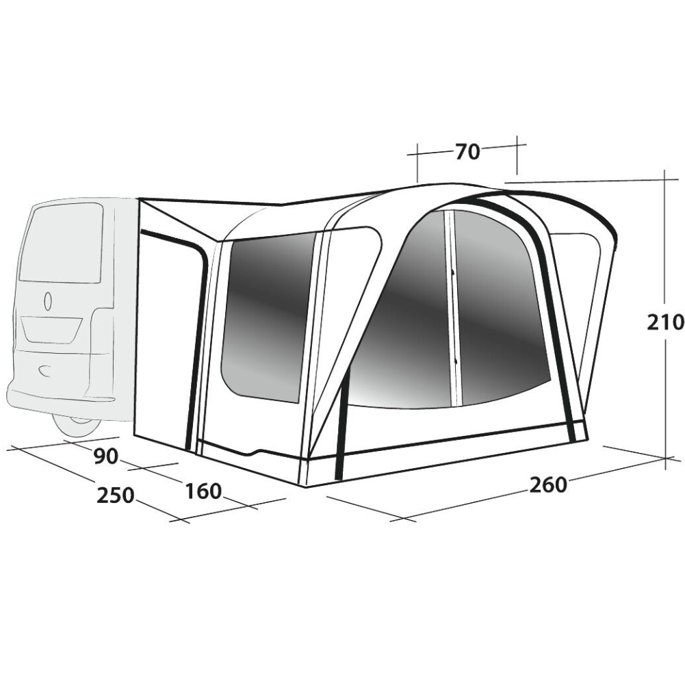 Outwell Newburg 160 Air Drive Away Inflatable Awning measurements