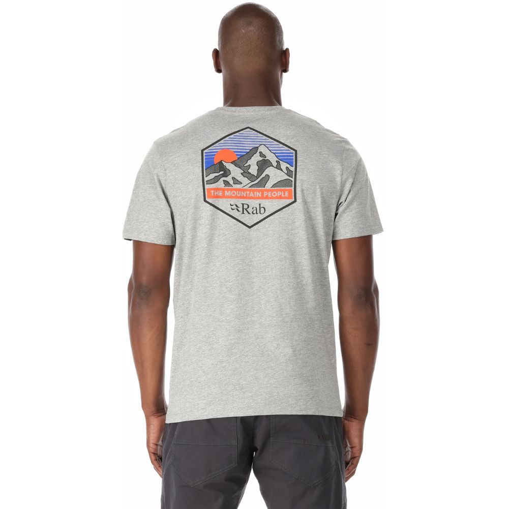 Rab Men's Stance Mountain Peak Tee (Grey Marl) model back