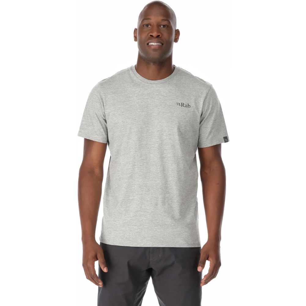Rab Men's Stance Mountain Peak Tee (Grey Marl) model front