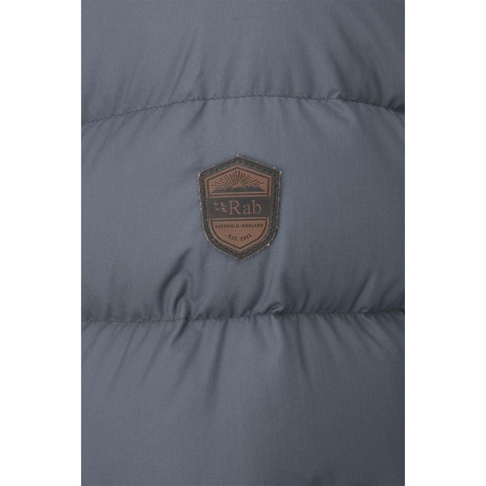 Rab Women&#39;s Deep Cover Recycled Down Parka (Steel) logo