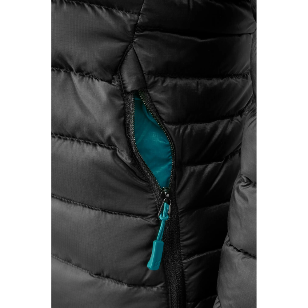 Women&#39;s Microlight Alpine Long Down Jacket (Black) pocket