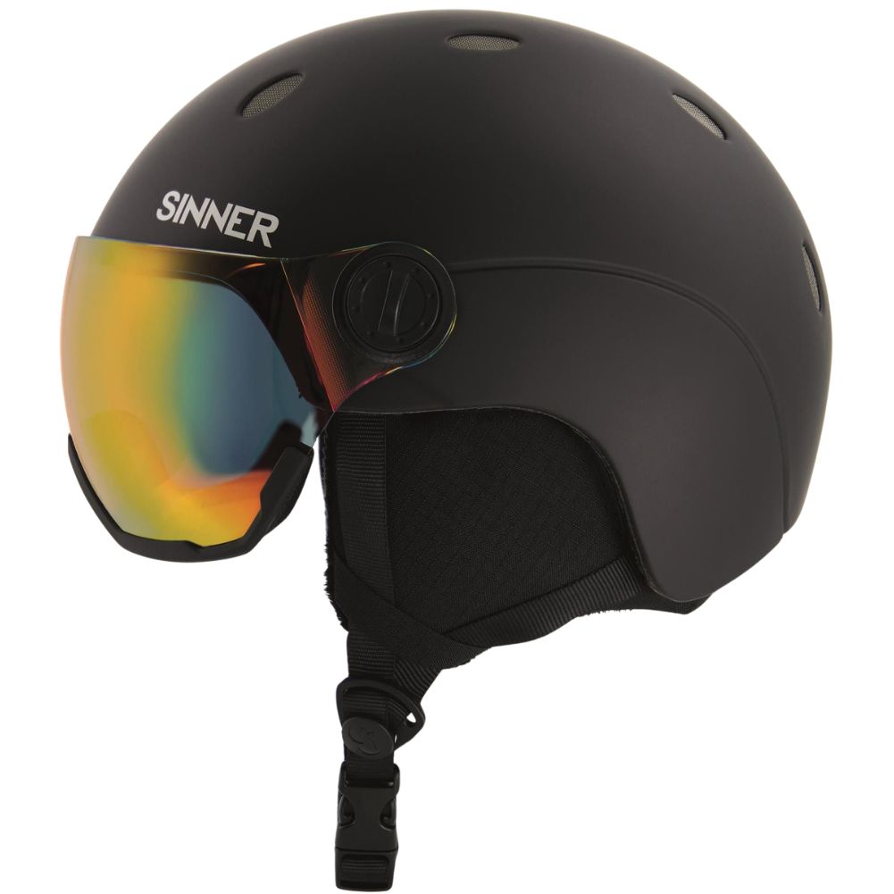 Sinner Titan Trans+ Visor Snow Sports Helmet (Black/Red) - Cat 1-3 Side