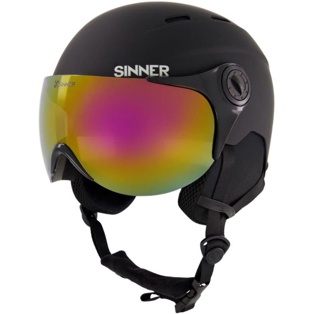 Sinner Typhoon Visor Snow Sports Helmet (Matte Black/Orange)