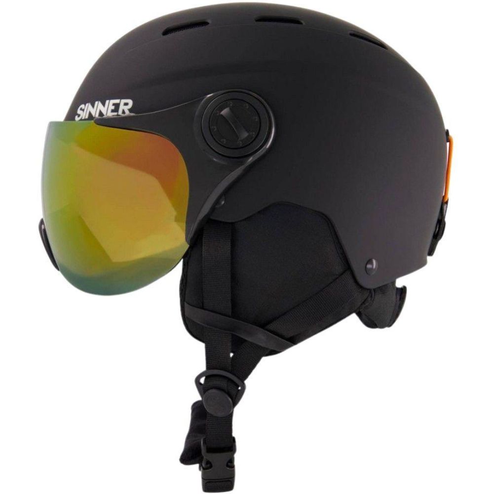 Sinner Typhoon Visor Snow Sports Helmet (Matte Black/Orange) side
