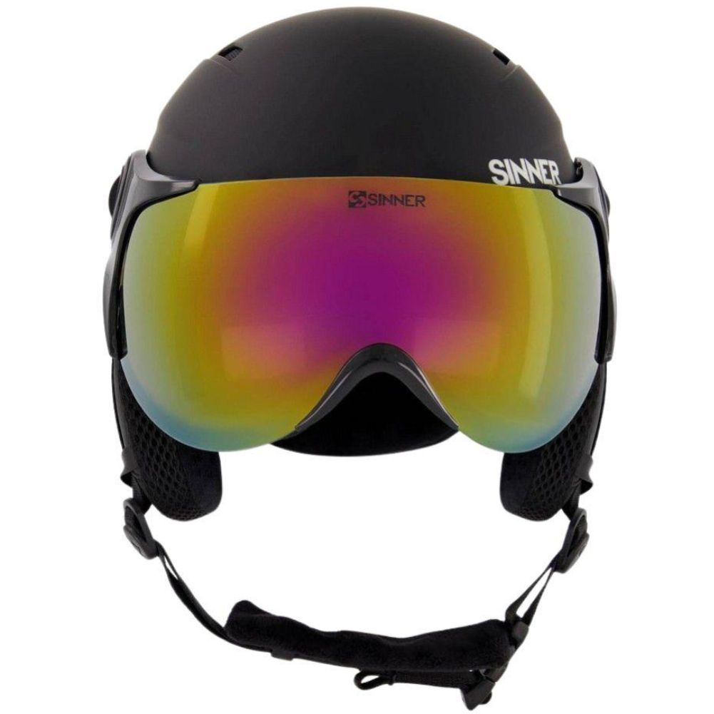 Sinner Typhoon Visor Snow Sports Helmet (Matte Black/Orange) front