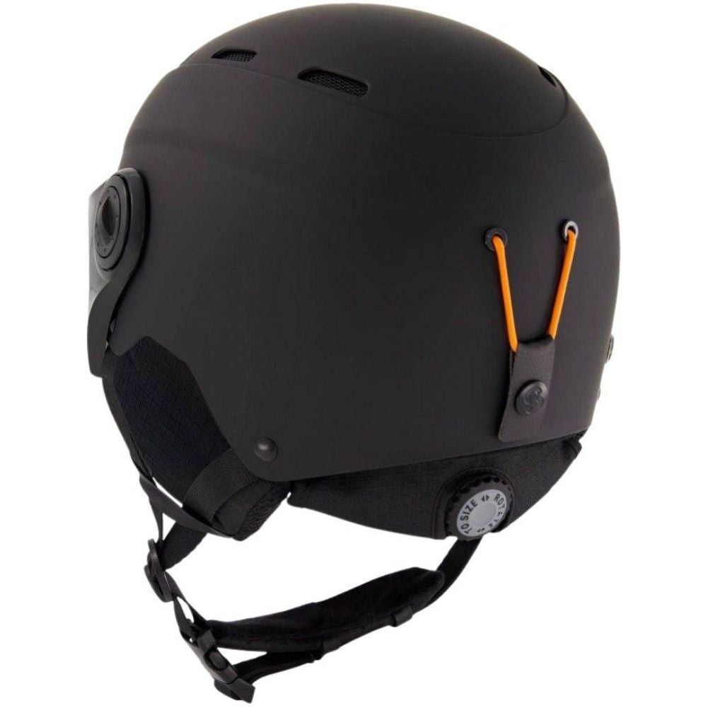 Sinner Typhoon Visor Snow Sports Helmet (Matte Black/Orange) back angle