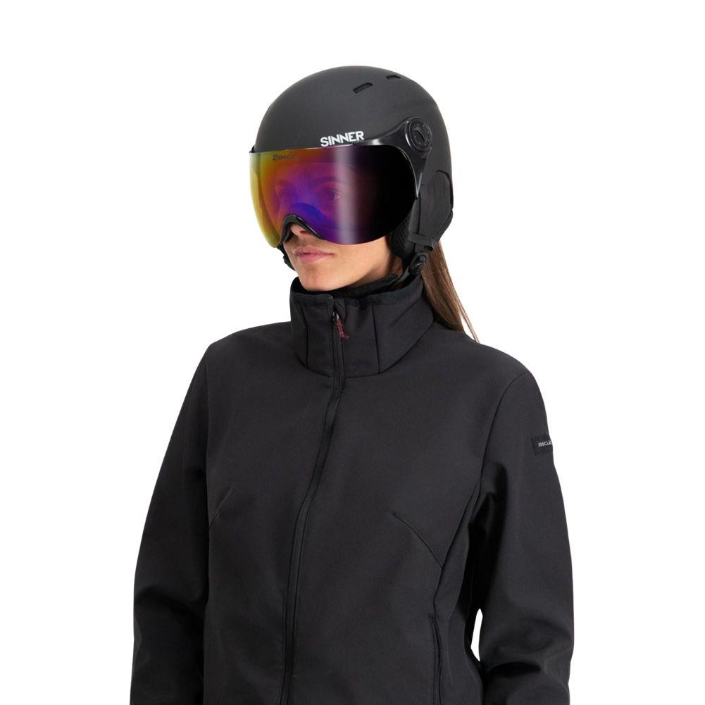 Sinner Typhoon Visor Snow Sports Helmet (Matte Black/Red) - Cat 2 - Women