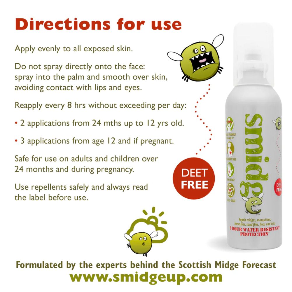 Smidge Midge and Insect Repellent Spray - Directed For Use
