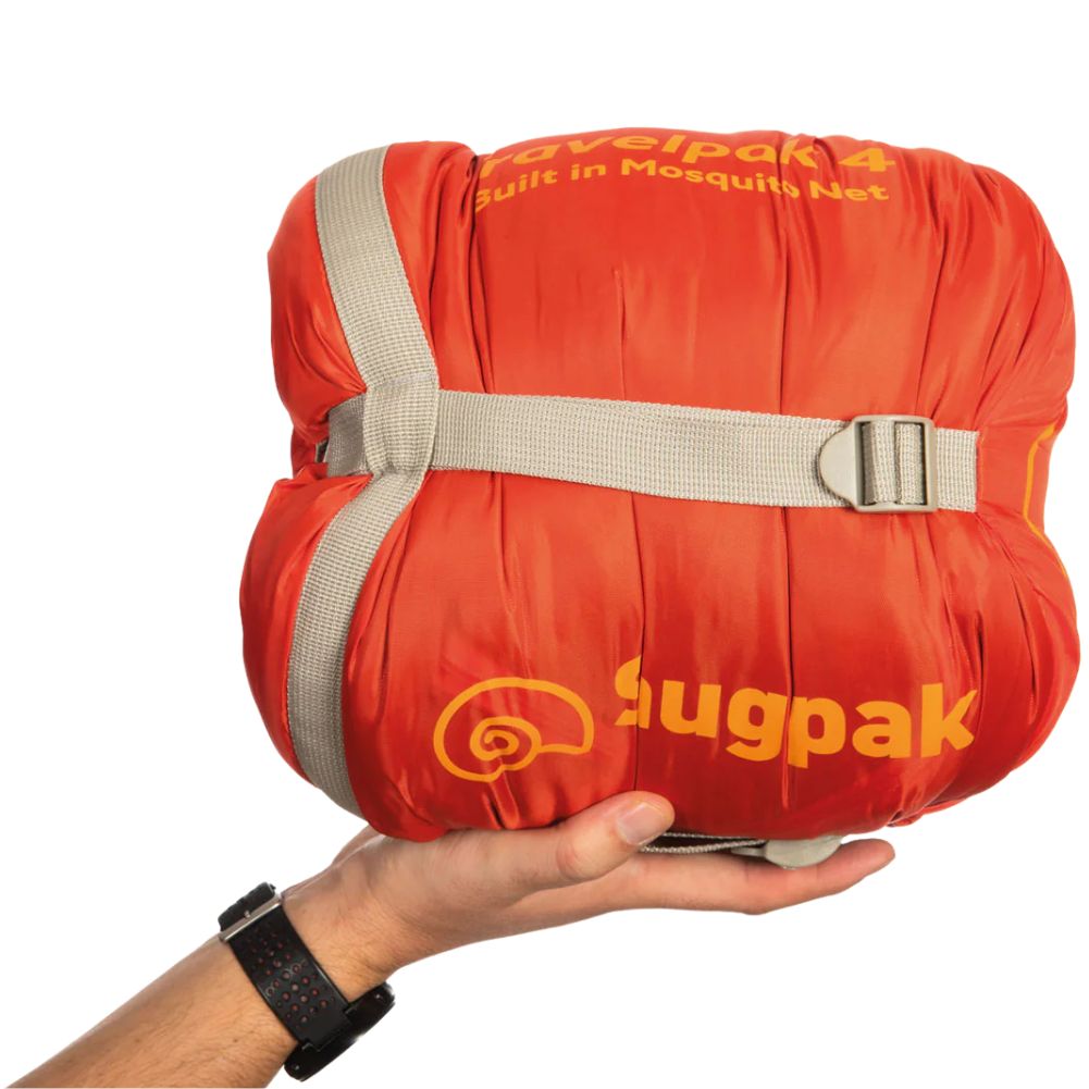 Snugpak Travelpak 4 Travel/Trekking Sleeping Bag (Pebble Grey)
 packed up