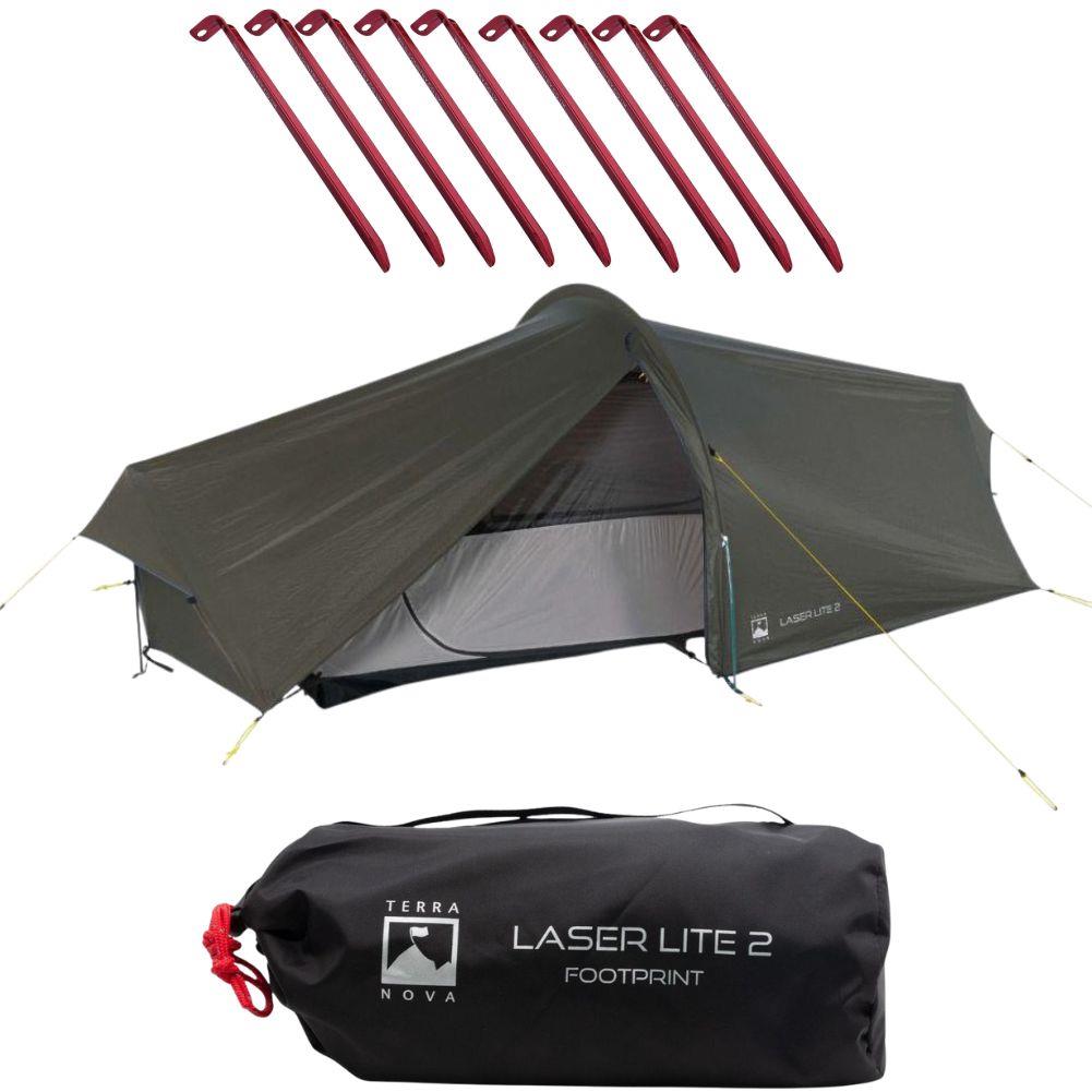 Terra Nova Laser Lite 2 Tent + Terra Nova Laser Lite 2 Tent Footprint + Free Wild Country Aluminium Alloy V-Angle Peg (10 Pack)