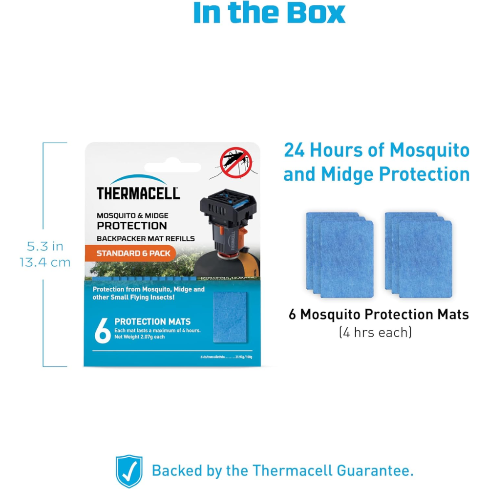 Thermacell Backpacker Standard Mosquito &amp; Midge Repellent Mat Refill Pack (6 Pack) whats inside