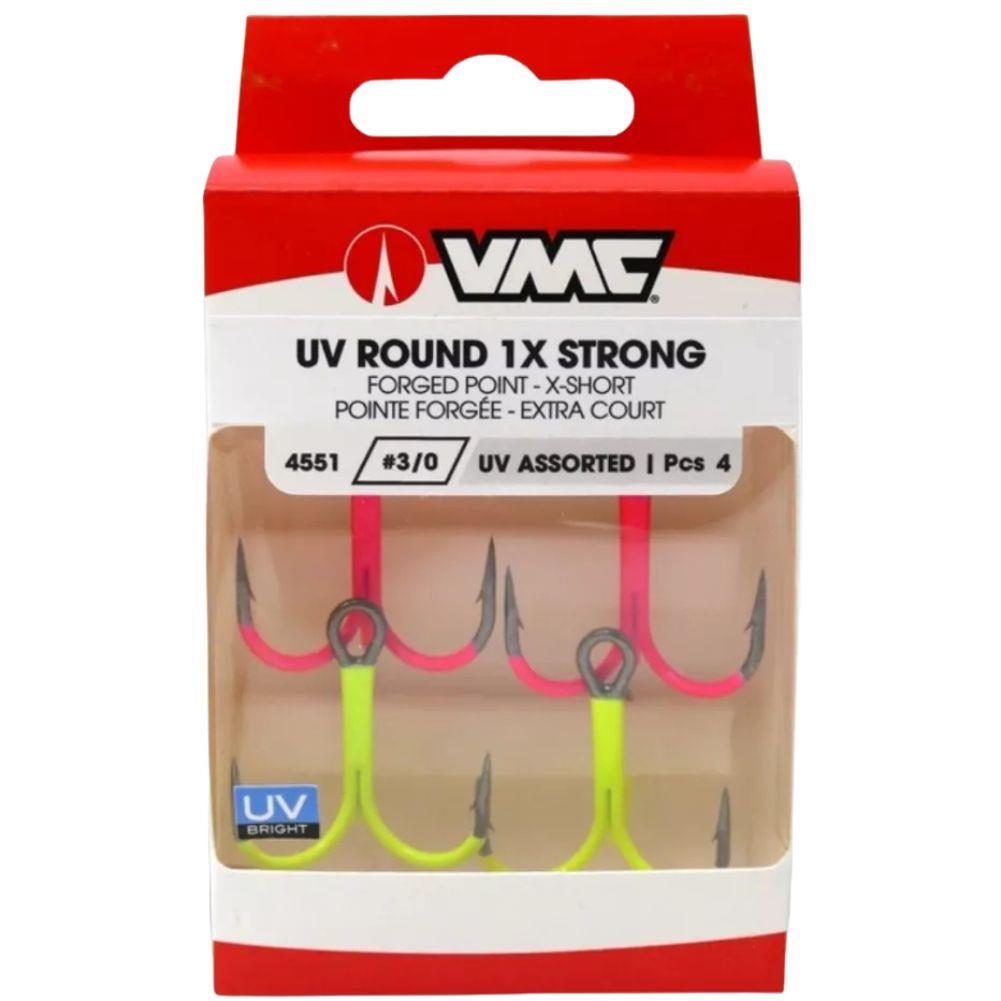 VMC 4551 UV Assorted Round 2/0 Treble Hook x4