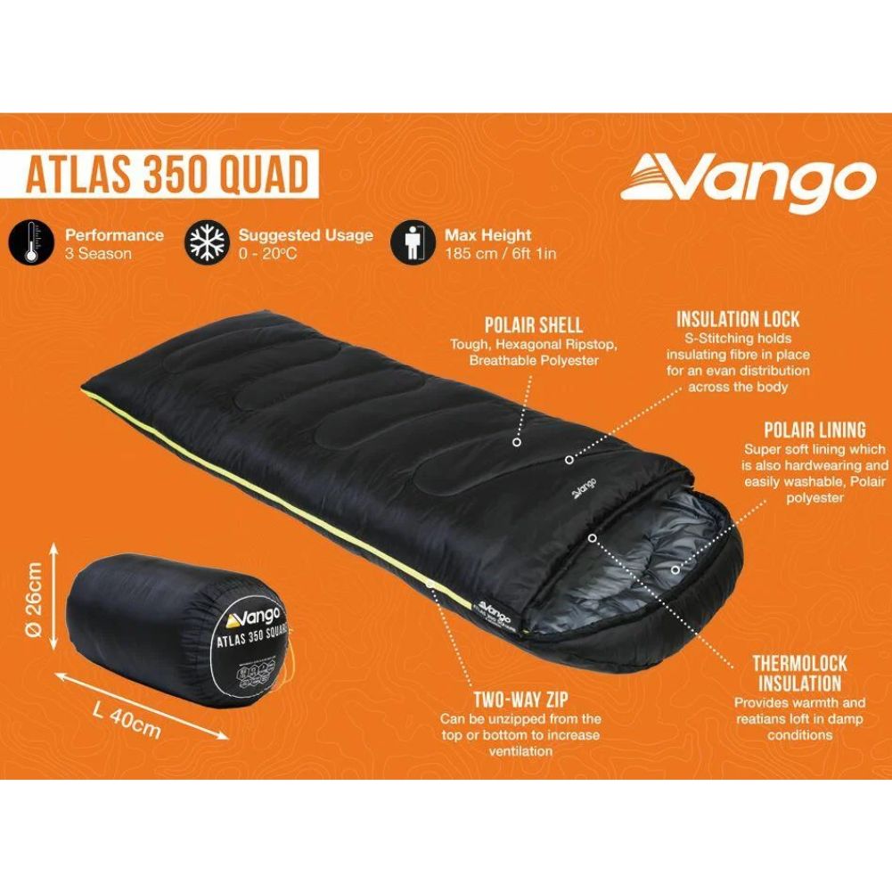 Vango Atlas 350 Quad Sleeping Bag info