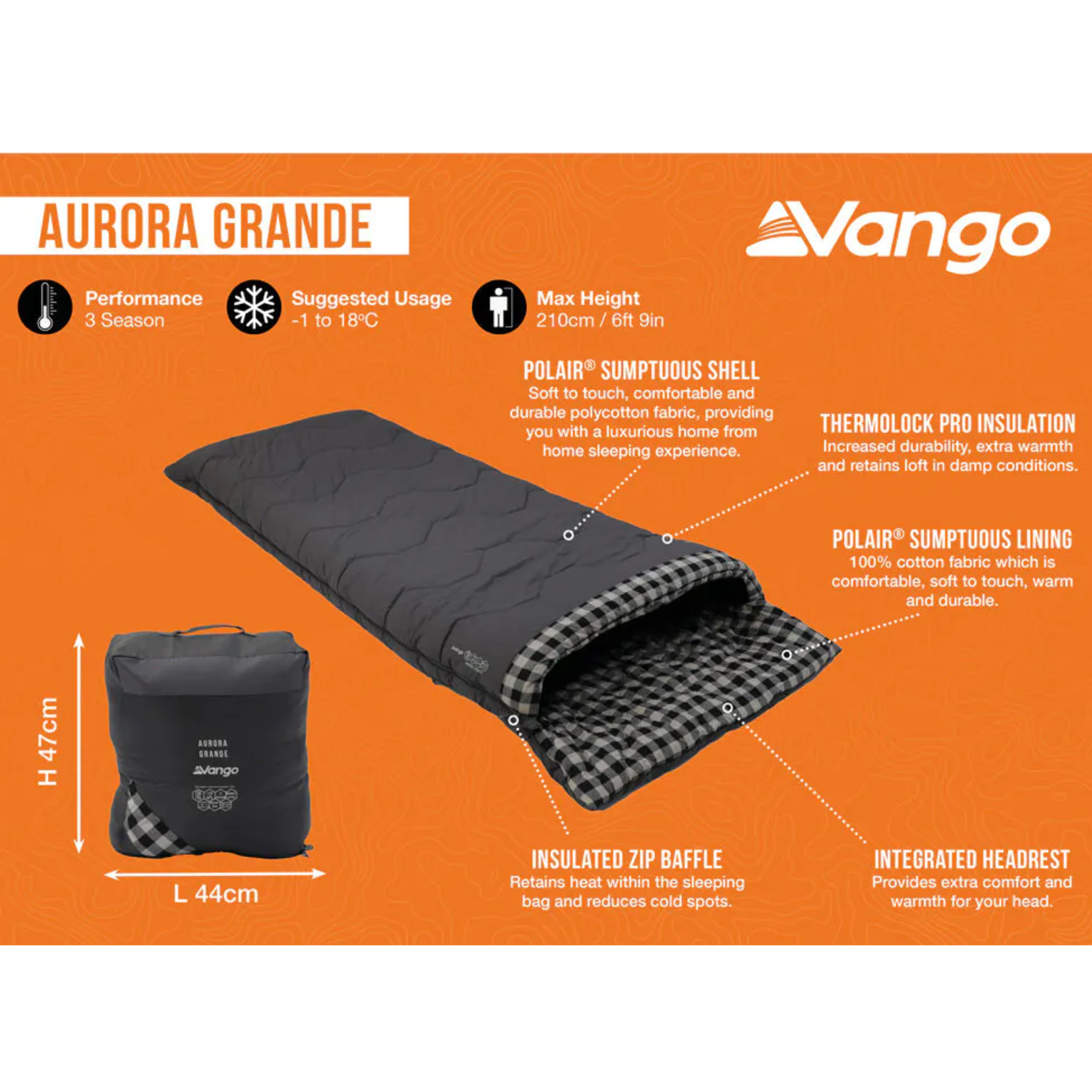 Vango Aurora Grande XL Sleeping Bag (Excalibur) info