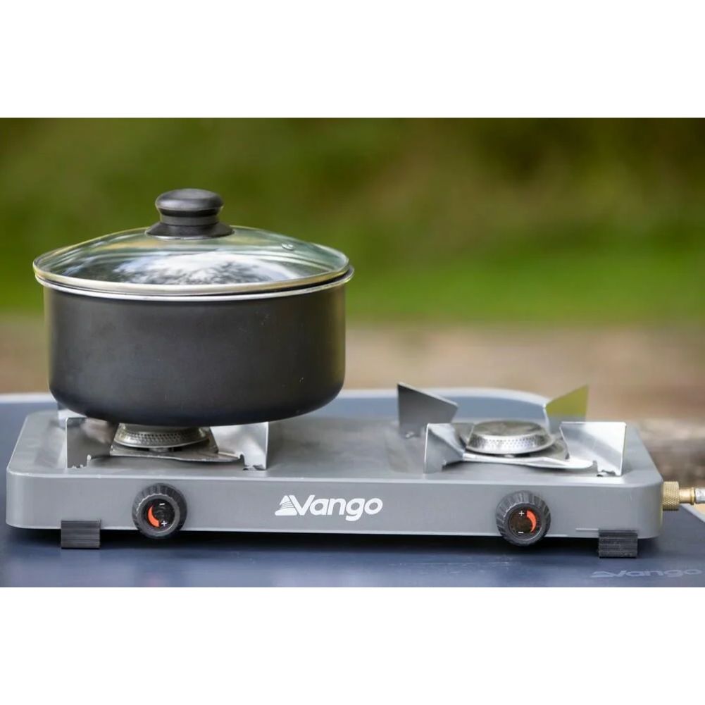 Vango Blaze Double Burner Camping Gas Cooker little pot