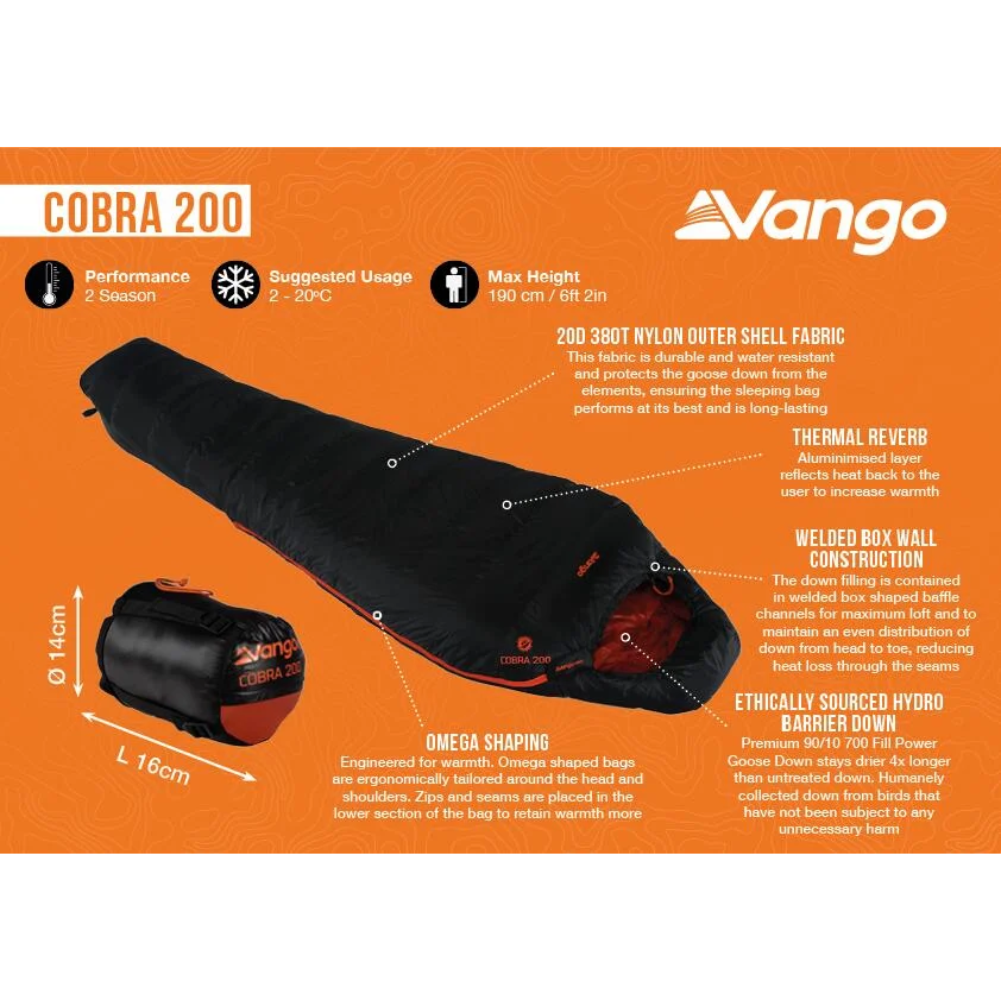 Vango Cobra 200 Down Sleeping Bag Summits Outdoor