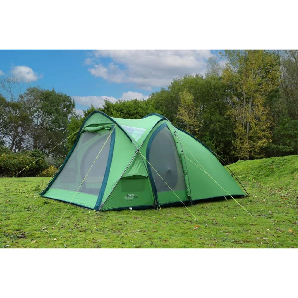 Vango Cosmos 300 Tent - 3-Man Tent (Pamir Green) outside mesh open