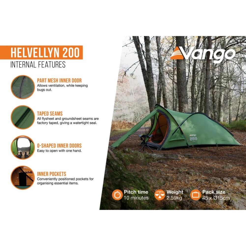 Vango Helvellyn 200 Trekking Tent - 2 Man Semi-Geodesic Tent more info