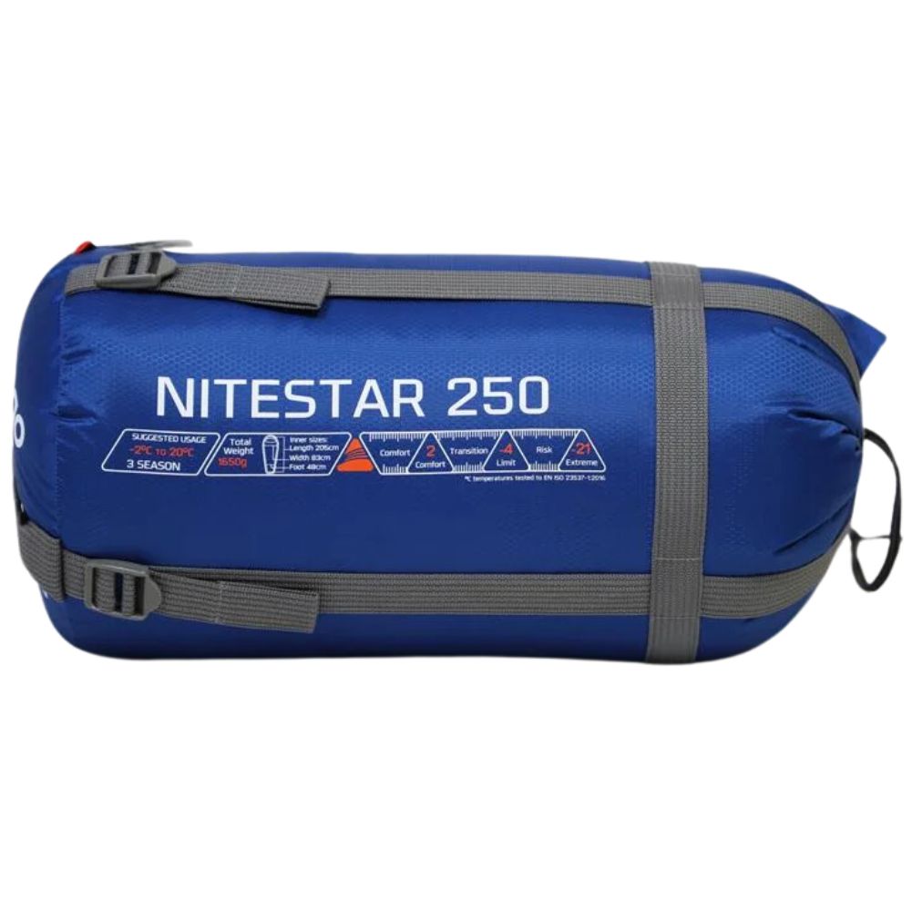 Vango Nitestar Alpha 250 Trekking Sleeping Bag (Classic Blue) packed up