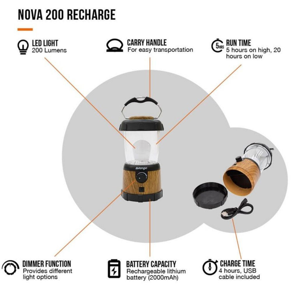 Vango Nova 200 Recharge Lantern - Camping Lantern info