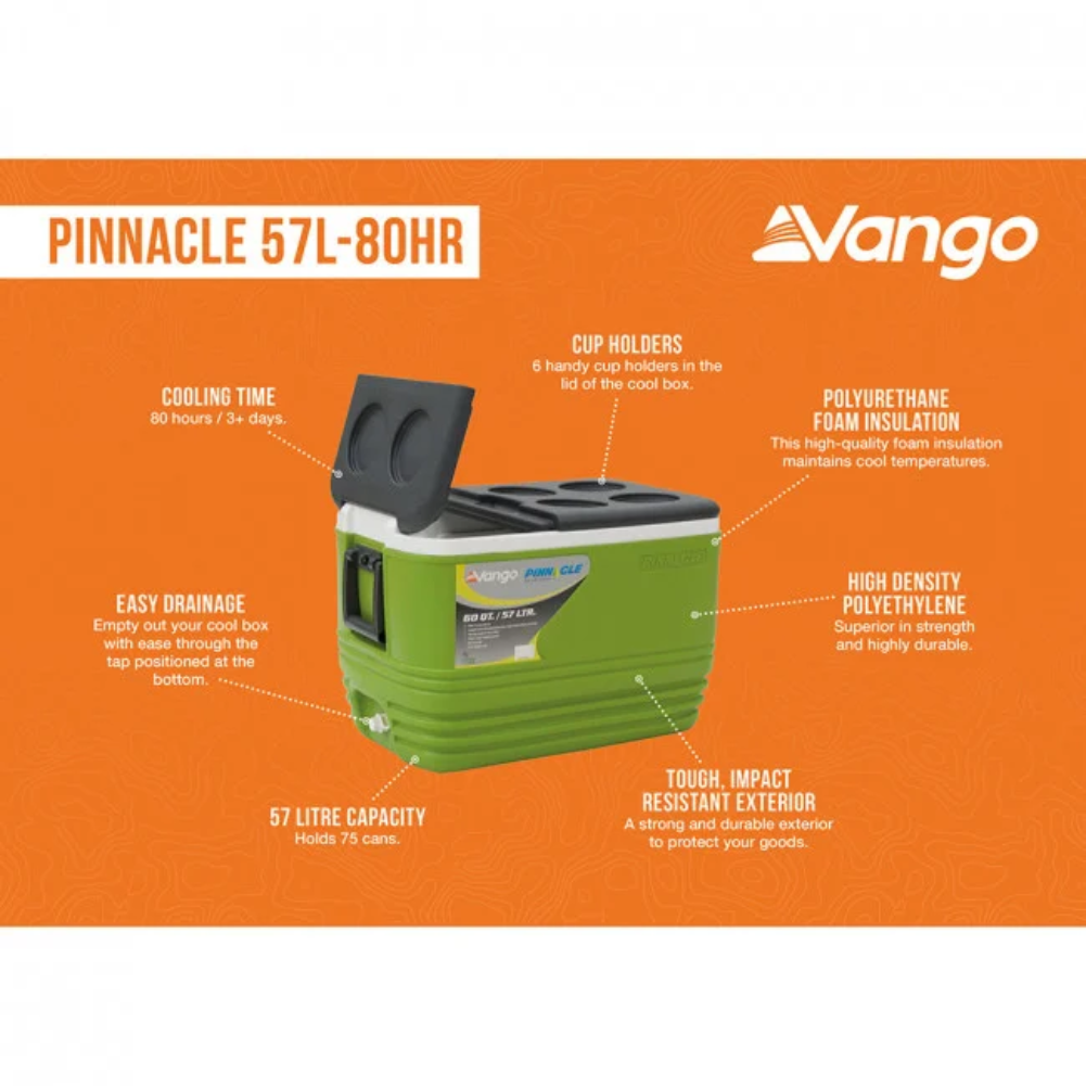 Vango Pinnacle 57Litre - 80 Hr Cooler info