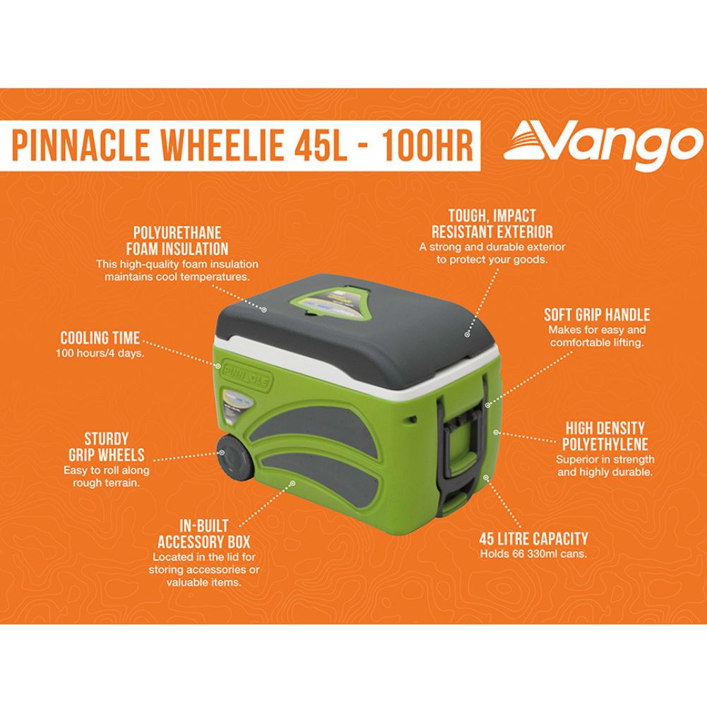 Vango Pinnacle Wheelie 45L-100Hr Cooler (Green) info