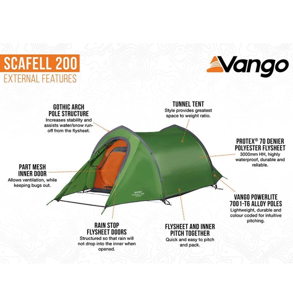 Vango Scafell 200 Tent - 2 Man Trekking Tent  info