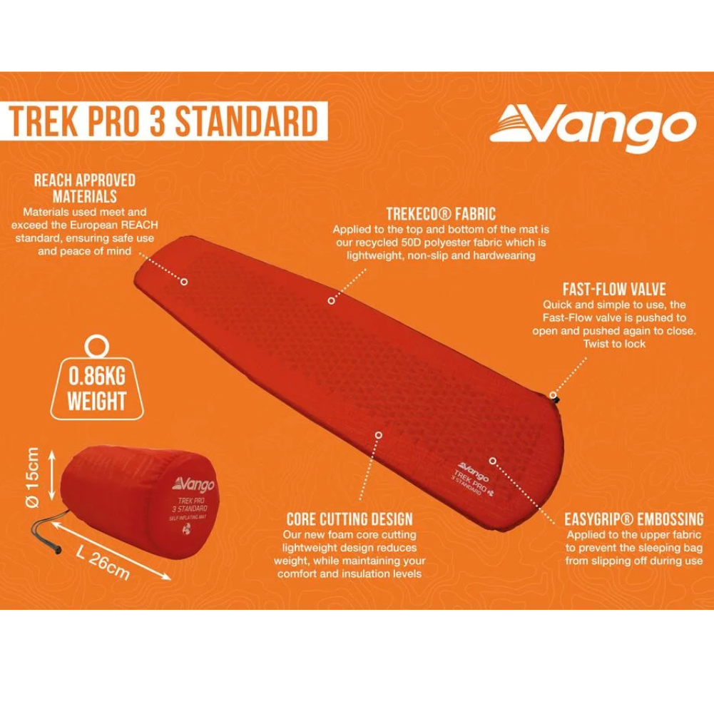 Vango Trek Pro 3 Standard Self-Inflating Mat info