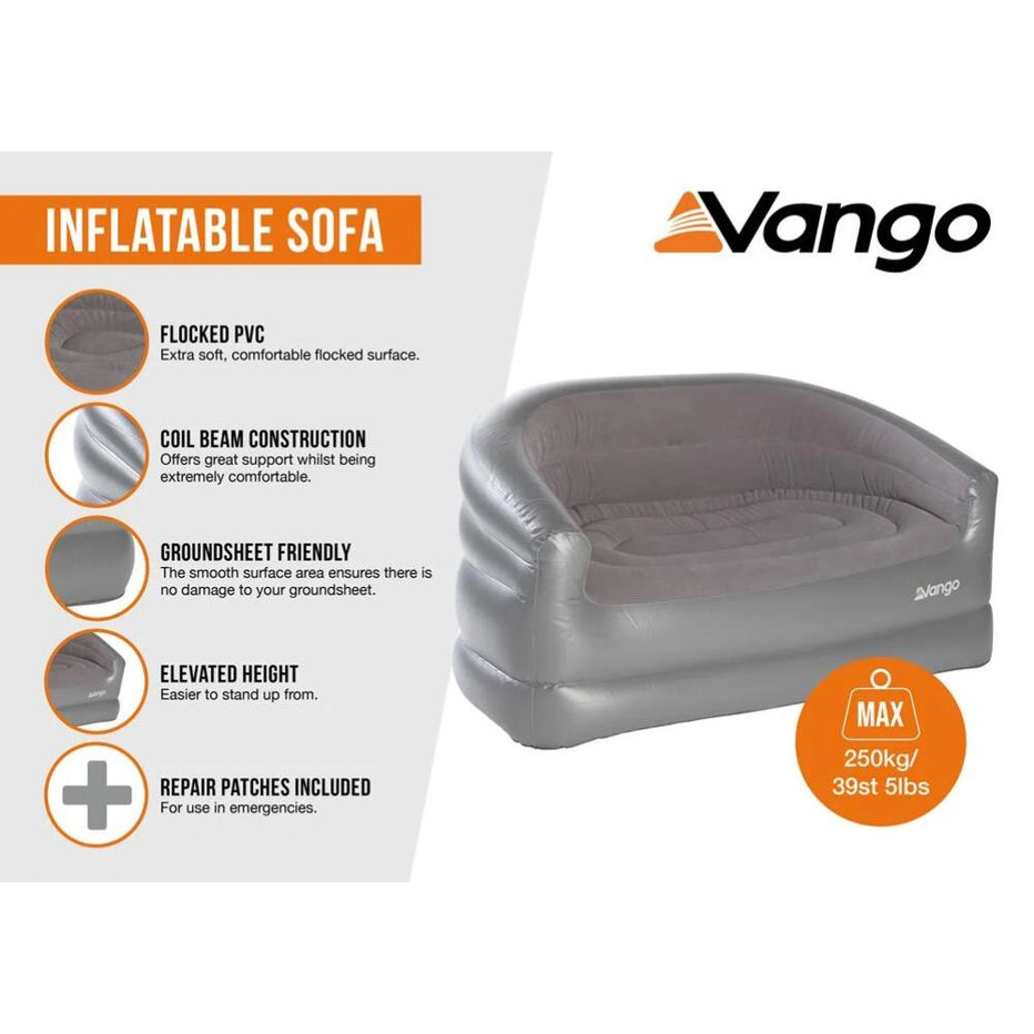 Vango Inflatable Chair Vango Inflatable Sofa (Nocturne Grey) – Summits Outdoor