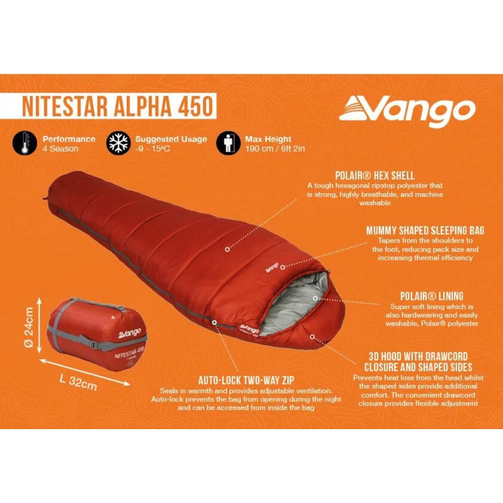 Vango Nitestar Alpha 450 Sleeping Bag (Harissa)