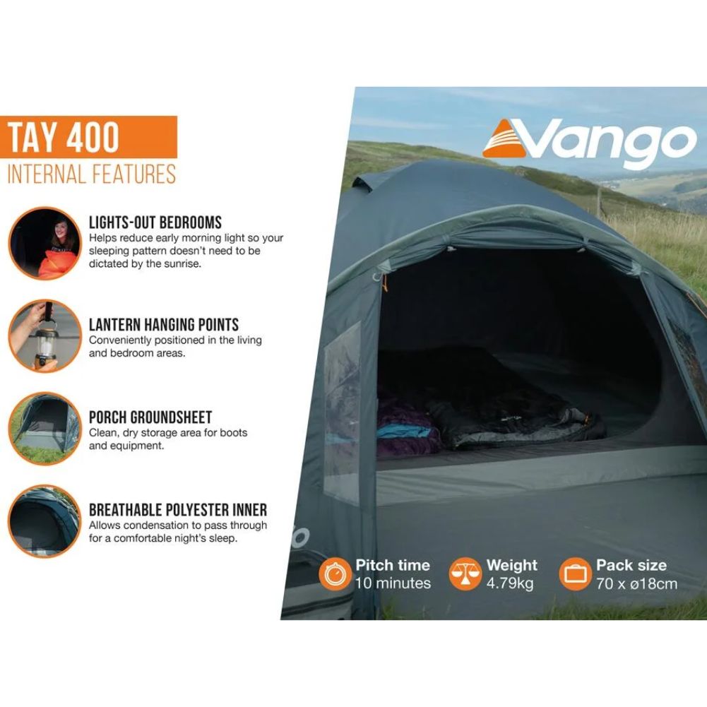 Vango Tay 400 Tent - 4 Man Tent (Deep Blue) more info