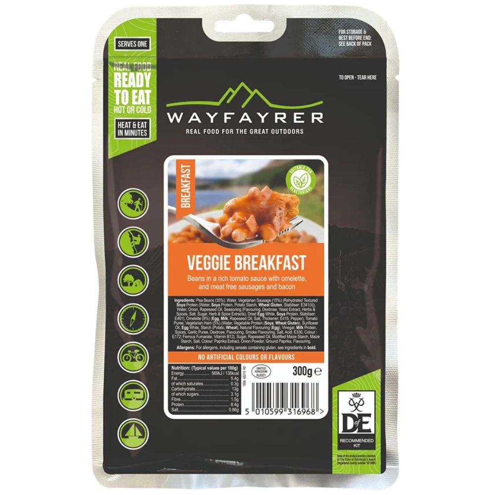 Wayfayrer Vegetarian All Day Breakfast - Outdoor Camping Ready to Eat Meal Pouch