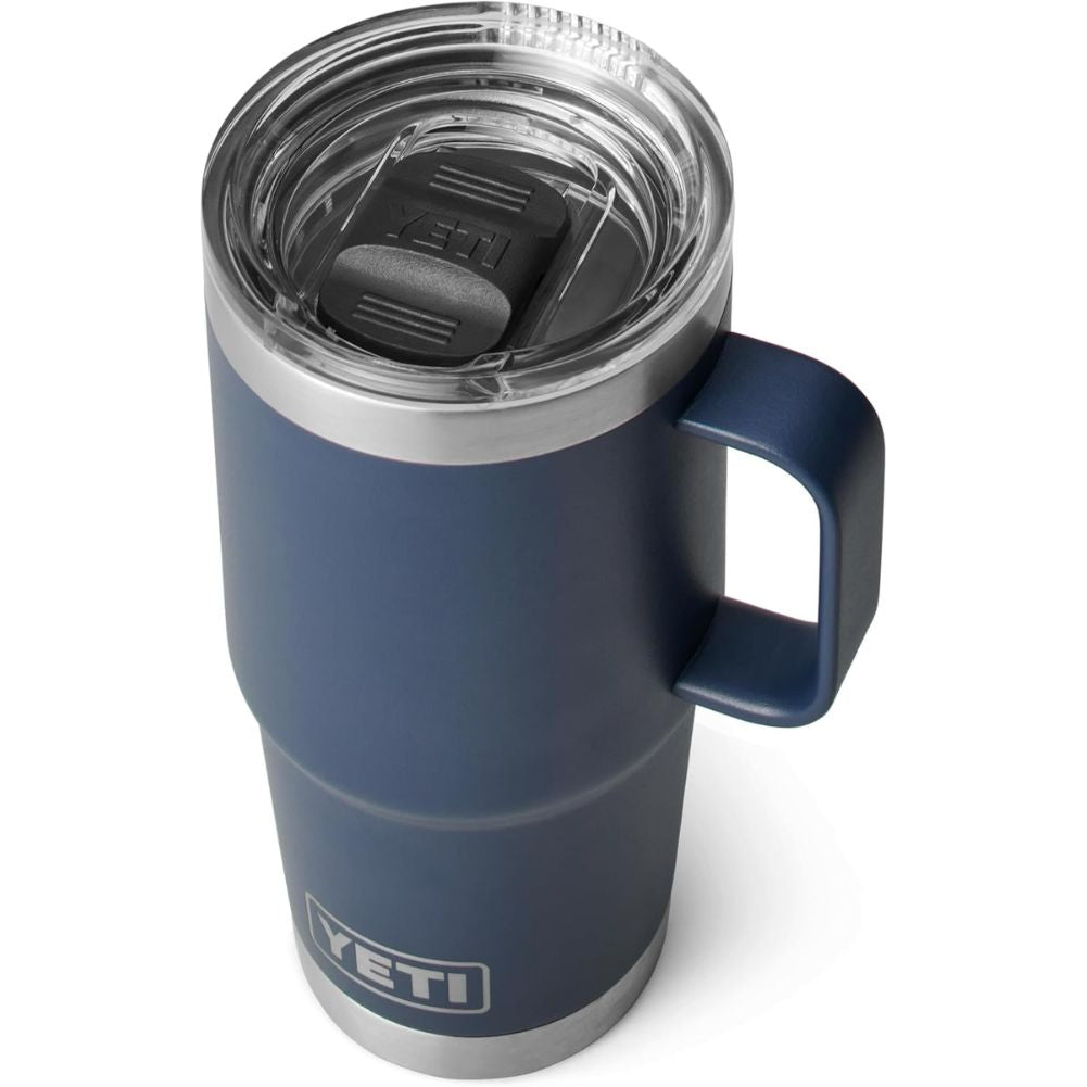 YETI Rambler 20 Oz Travel Mug (Navy) top angle