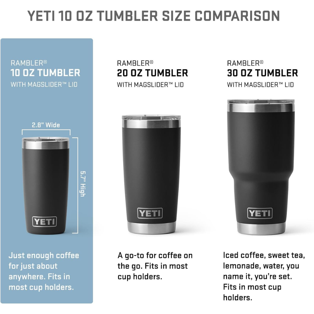 Yeti Rambler 10 OZ Tumbler (Navy) sizes