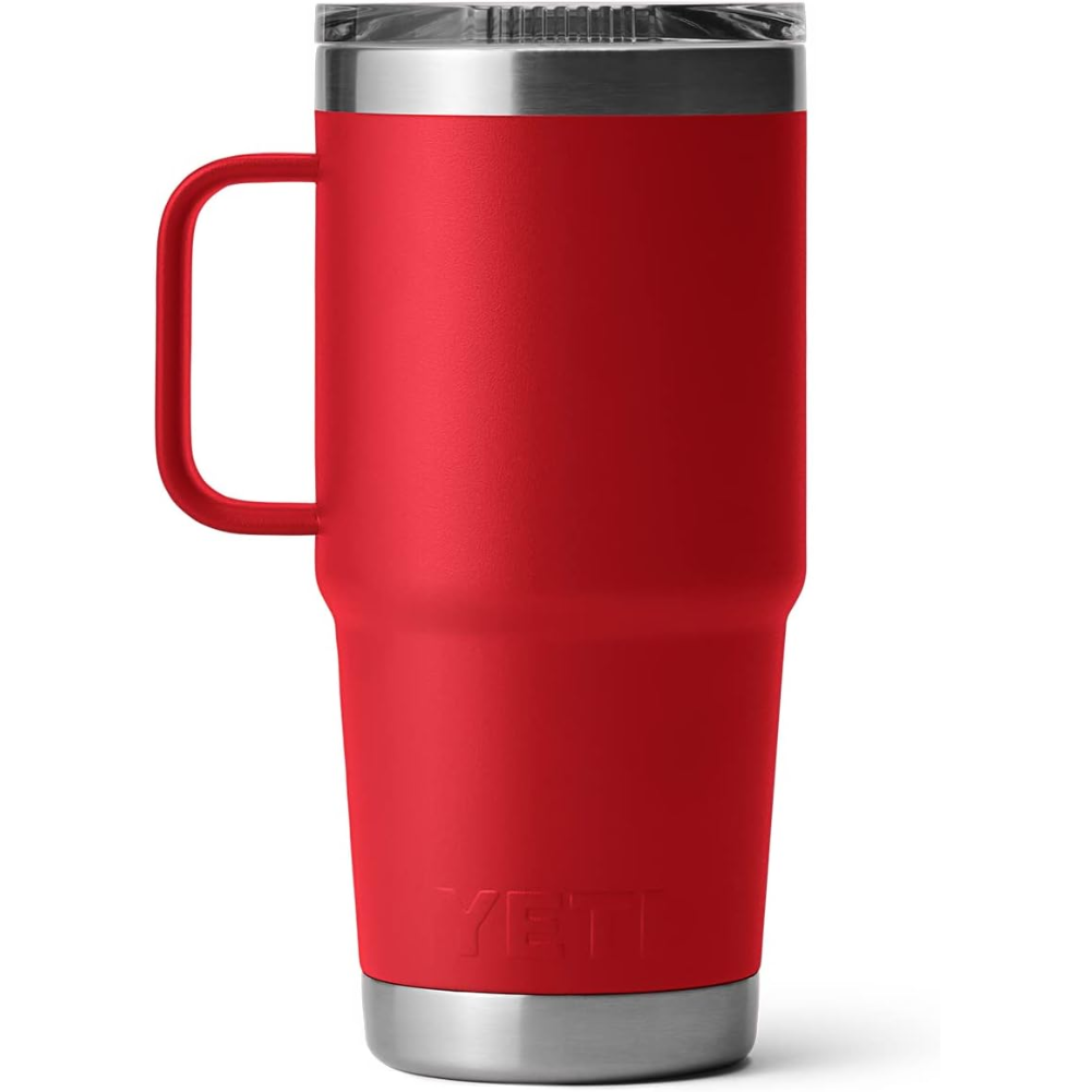 Yeti Rambler 20 OZ Travel Mug (Rescue Red) back view
