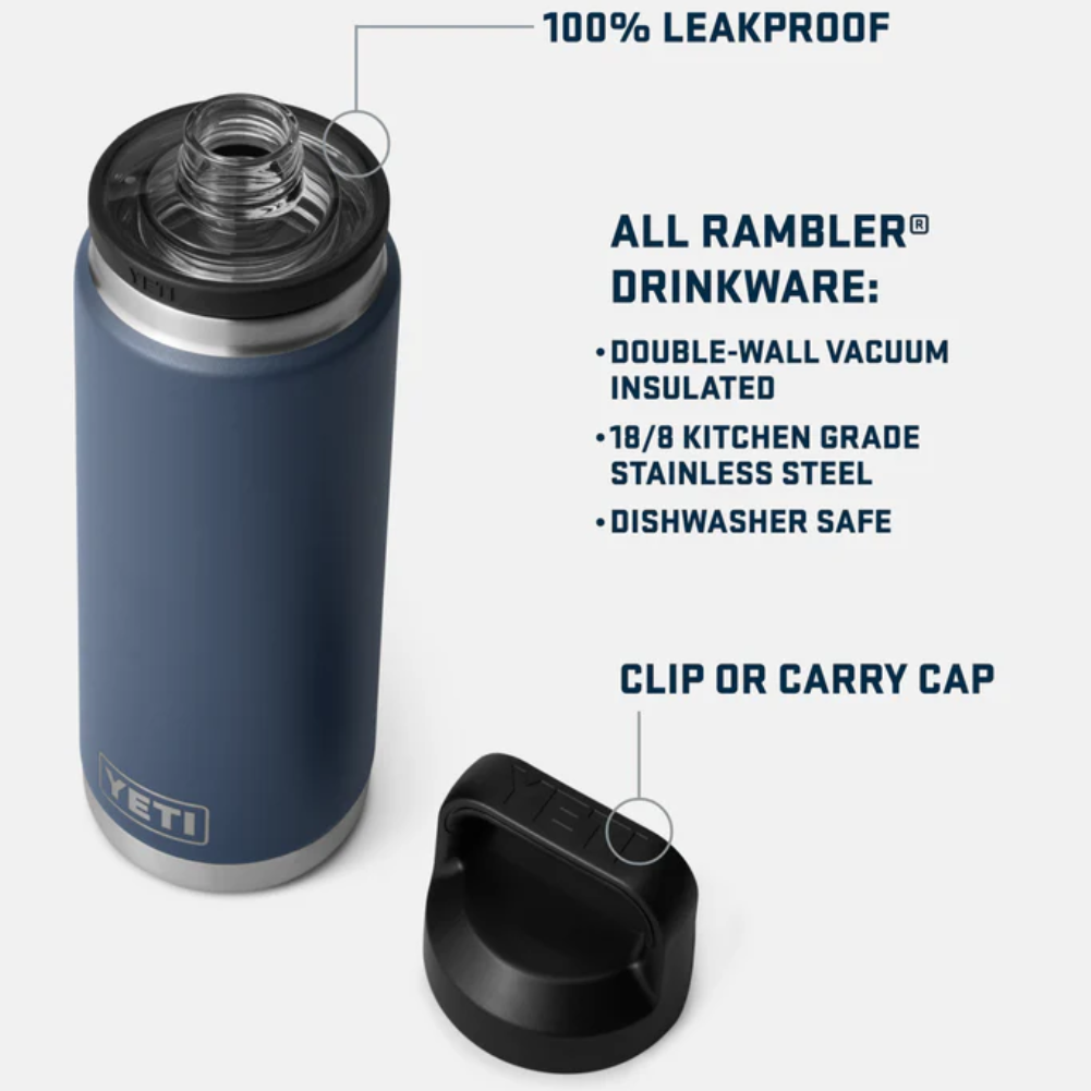 Yeti Rambler 26 OZ  Bottle With Chug Cap (Navy) lid info