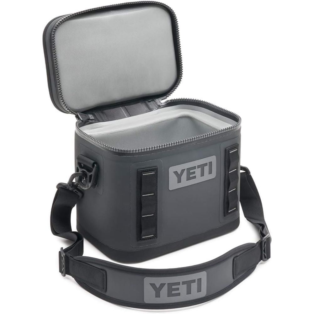 Yeti Hopper Flip 8 Soft Cooler (Charcoal) lid up