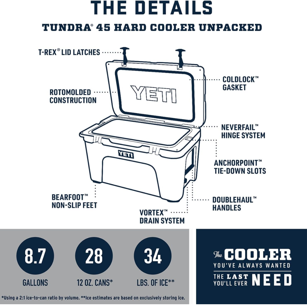 Yeti Tundra 45 Cool Box (Big Wave Blue) info