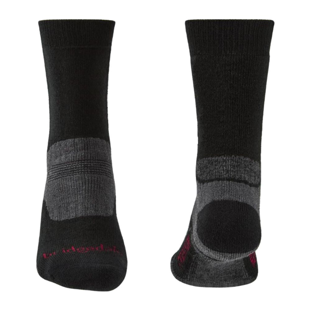 Bridgedale Men's Hike Midweight Merino Performance Boot Socks (Black) back and front