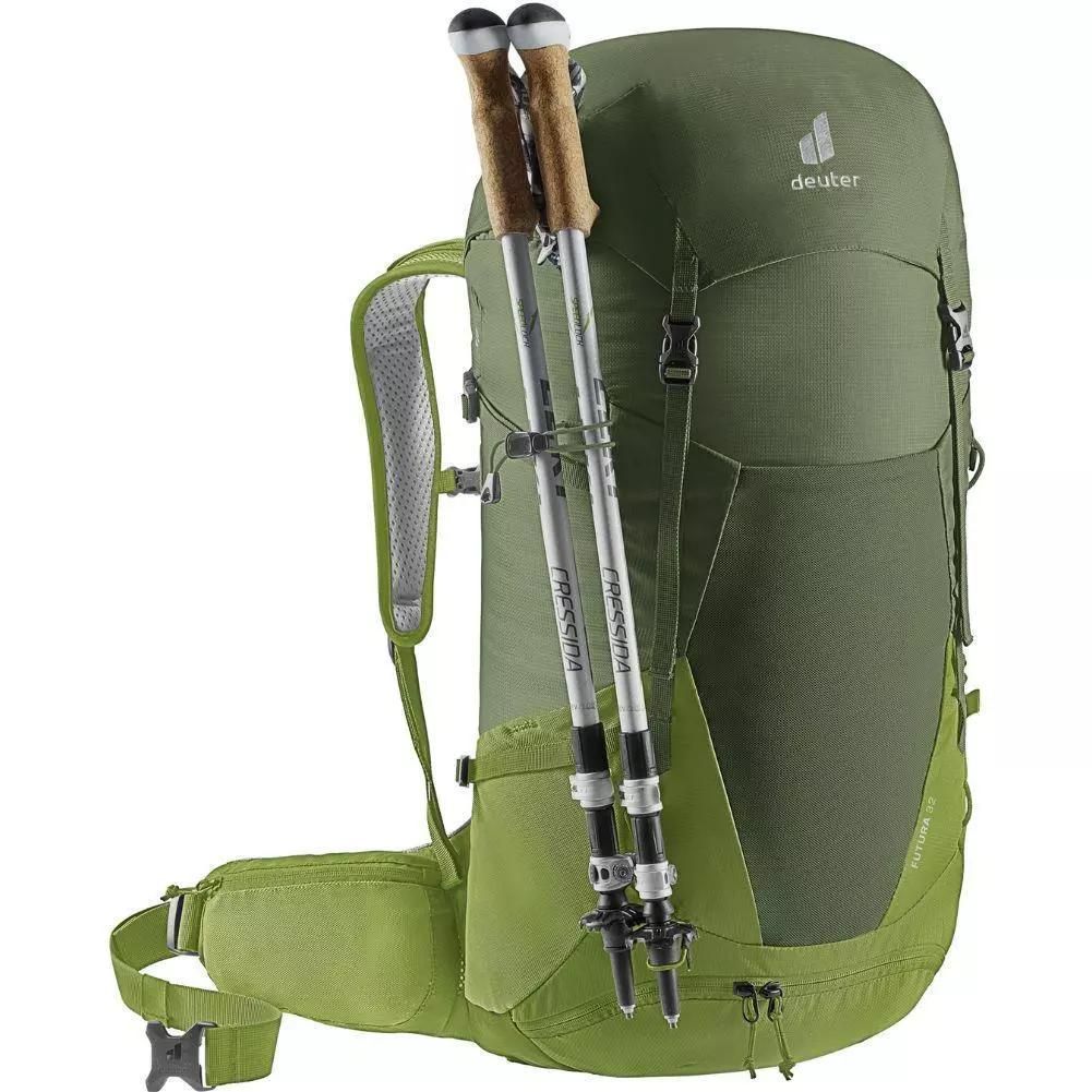 Deuter Futura 32L Hiking Backpack (Khaki-Meadow) walking pole