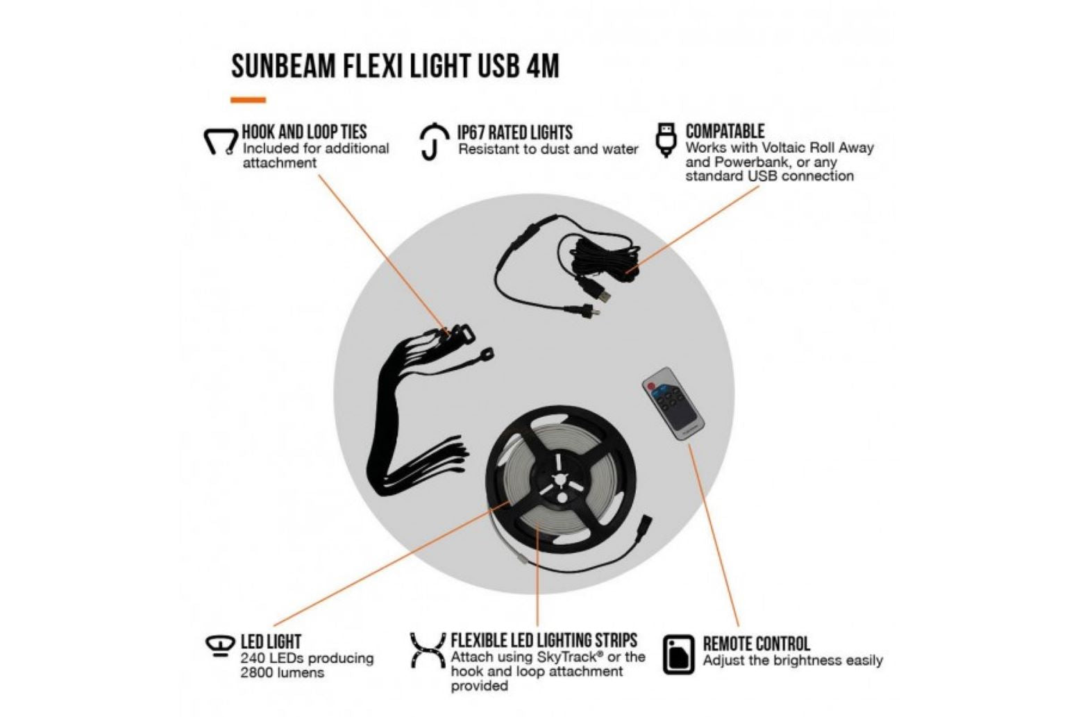 Vango Sunbeam Flexi Light USB - 4 Metres