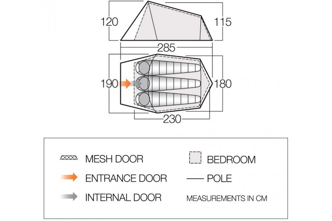 Vango Soul 300 Tent - 3 Man Tunnel Tent