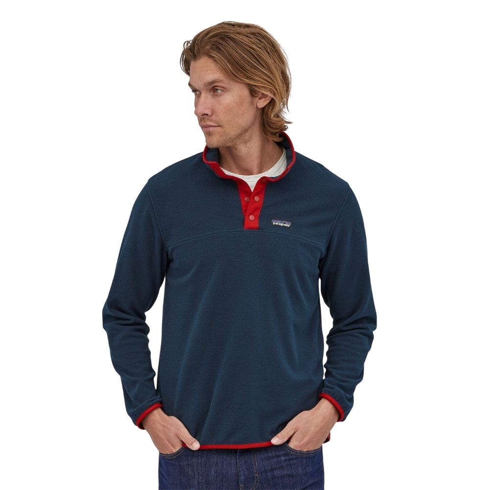 Patagonia Men’s Micro D Snap-T Fleece Pullover (New Navy w/Classic Red)